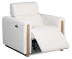 Fauteuil inclinable électrique Sable 38 en tissu chenille avec appuie-tête électrique et port USB - Blanc albâtre
