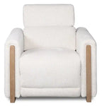 Fauteuil inclinable électrique Sable 38 en tissu chenille avec appuie-tête électrique et port USB - Blanc albâtre