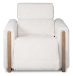 Fauteuil inclinable électrique Sable 38 en tissu chenille avec appuie-tête électrique et port USB - Blanc albâtre
