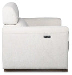Fauteuil inclinable électrique Sable 38 en tissu chenille avec appuie-tête électrique et port USB - Blanc albâtre