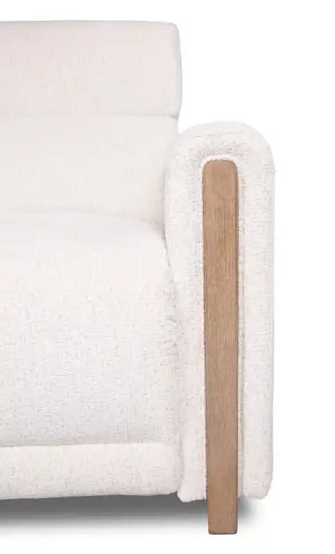 Fauteuil inclinable électrique Sable 38 en tissu chenille avec appuie-tête électrique et port USB - Blanc albâtre