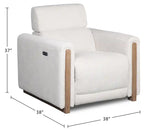 Fauteuil inclinable électrique Sable 38 en tissu chenille avec appuie-tête électrique et port USB - Blanc albâtre