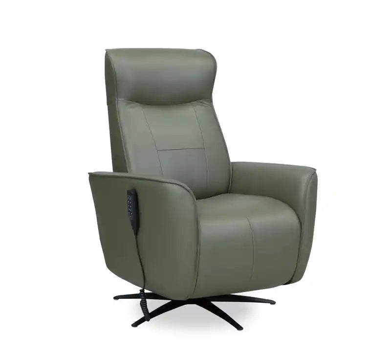 Fauteuil inclinable massant électrique en cuir véritable 31 po avec siège chauffant, appui-tête électrique et gravité zéro