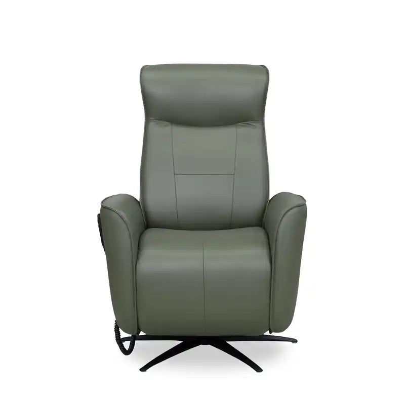 Fauteuil inclinable massant électrique en cuir véritable 31 po avec siège chauffant, appui-tête électrique et gravité zéro