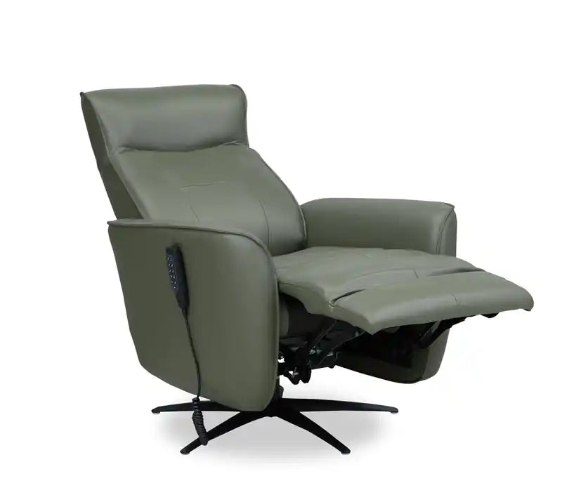 Fauteuil inclinable massant électrique en cuir véritable 31 po avec siège chauffant, appui-tête électrique et gravité zéro