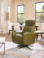 Fauteuil inclinable massant électrique en cuir véritable 31 po avec siège chauffant, appui-tête électrique et gravité zéro