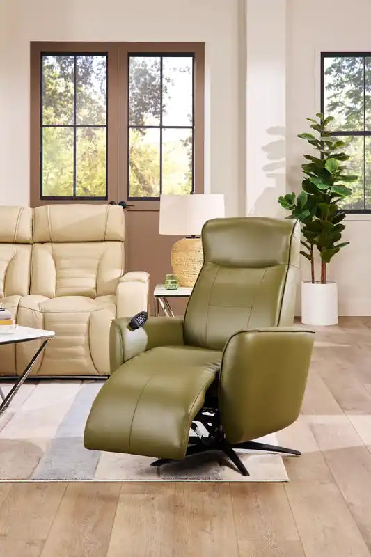 Fauteuil inclinable massant électrique en cuir véritable 31 po avec siège chauffant, appui-tête électrique et gravité zéro