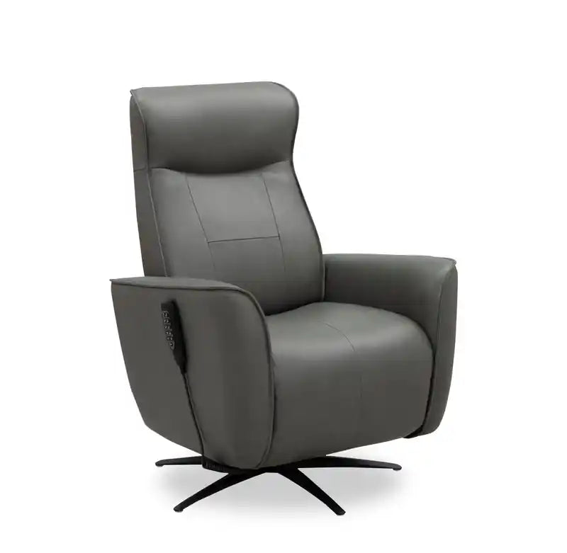Fauteuil inclinable massant électrique en cuir véritable 31 po avec siège chauffant, appui-tête électrique et gravité zéro