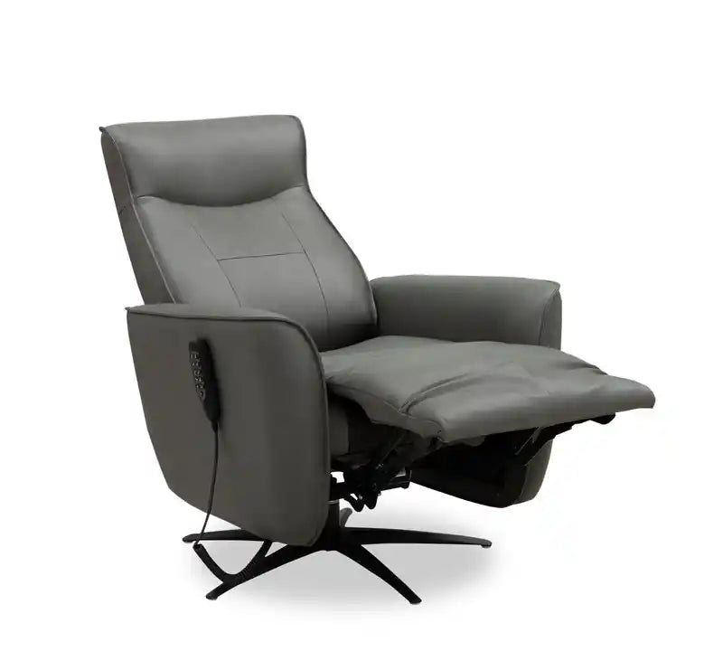 Fauteuil inclinable massant électrique en cuir véritable 31 po avec siège chauffant, appui-tête électrique et gravité zéro