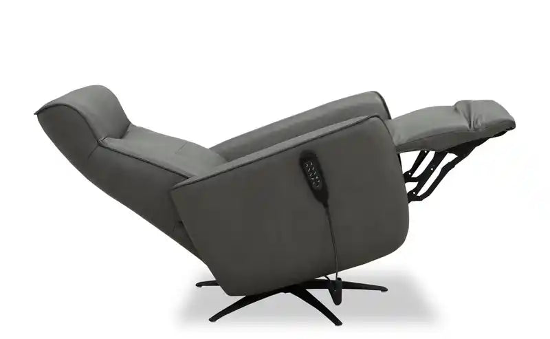 Fauteuil inclinable massant électrique en cuir véritable 31 po avec siège chauffant, appui-tête électrique et gravité zéro
