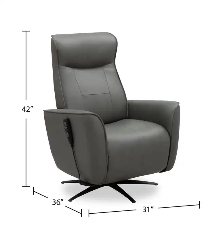 Fauteuil inclinable massant électrique en cuir véritable 31 po avec siège chauffant, appui-tête électrique et gravité zéro