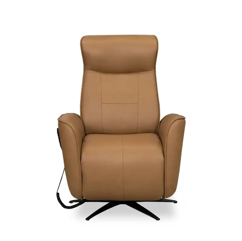 Fauteuil inclinable massant électrique en cuir véritable 31 po avec siège chauffant, appui-tête électrique et gravité zéro