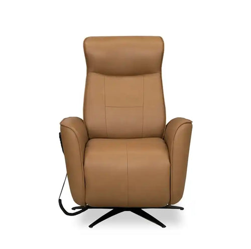 Fauteuil inclinable massant électrique en cuir véritable 31 po avec siège chauffant, appui-tête électrique et gravité zéro