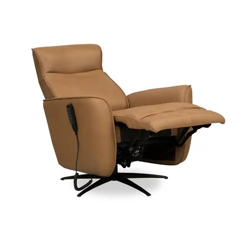 Fauteuil inclinable massant électrique en cuir véritable 31 po avec siège chauffant, appui-tête électrique et gravité zéro