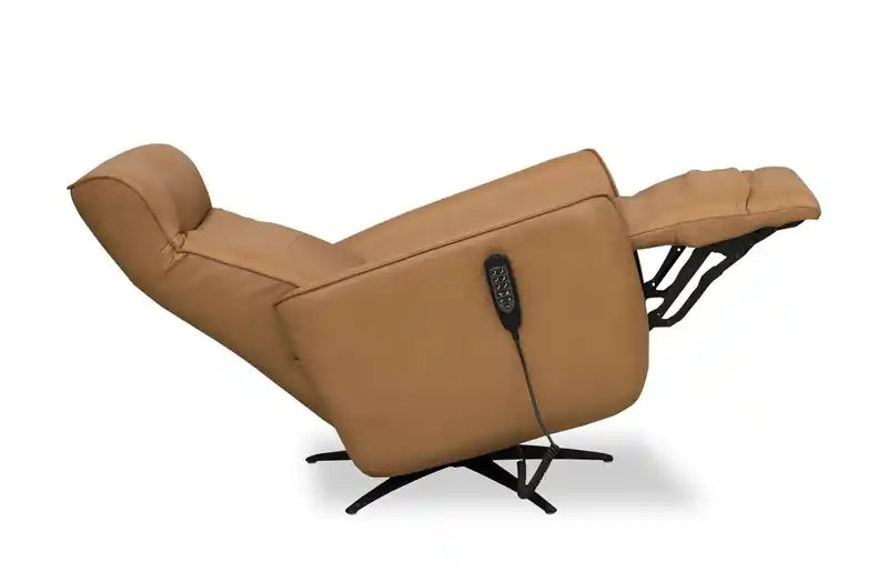 Fauteuil inclinable massant électrique en cuir véritable 31 po avec siège chauffant, appui-tête électrique et gravité zéro