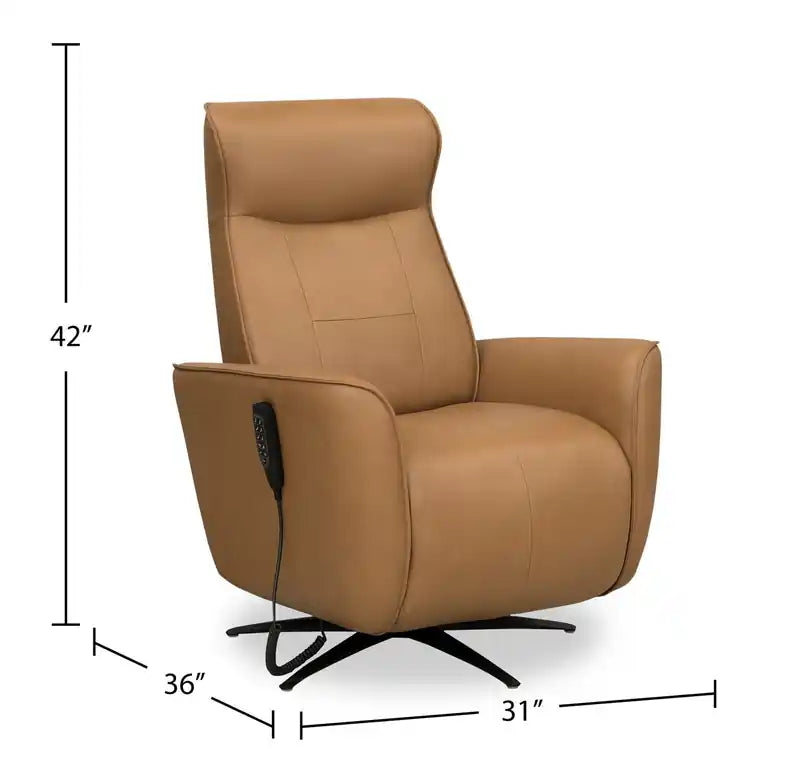 Fauteuil inclinable massant électrique en cuir véritable 31 po avec siège chauffant, appui-tête électrique et gravité zéro