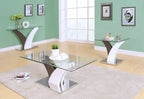 Table d'appoint moderne Tuxedo 24 à plateau en verre – blanc et gris avec base en métal