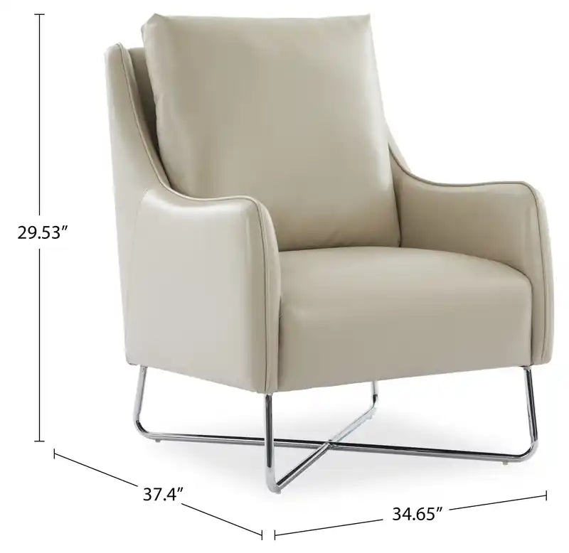 Fauteuil d'appoint en similicuir Vine 34.6 avec pieds en métal
