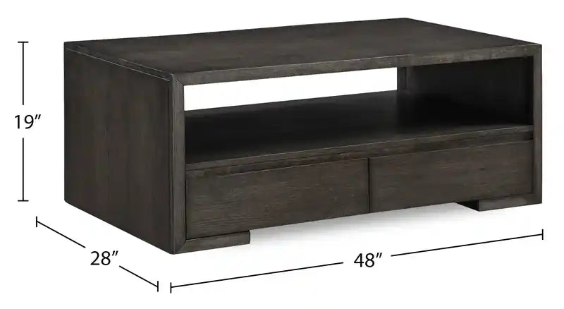Table basse 48 avec rangement et étagère, Moka chaud