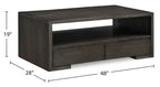 Table basse 48 avec rangement et étagère, Moka chaud