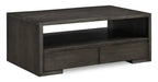 Table basse 48 avec rangement et étagère, Moka chaud