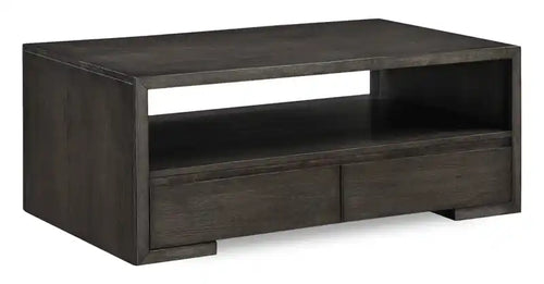 Table basse 48 avec rangement et étagère, Moka chaud