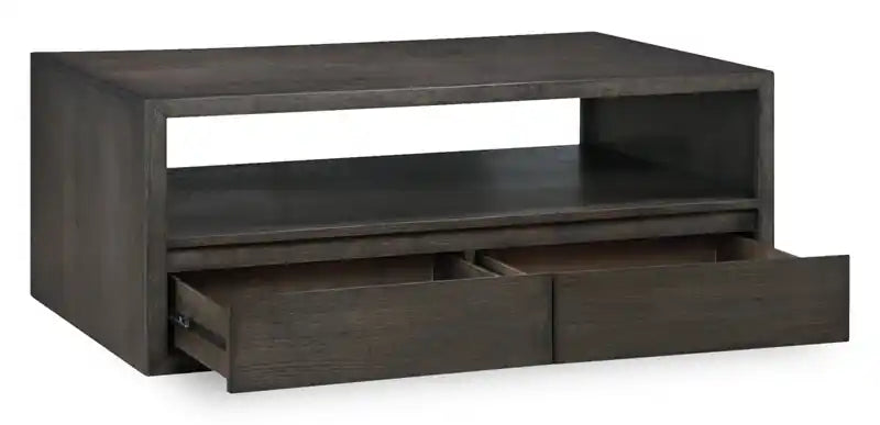 Table basse 48 avec rangement et étagère, Moka chaud
