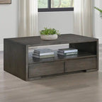 Table basse 48 avec rangement et étagère, Moka chaud