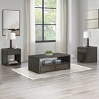 Table basse 48 avec rangement et étagère, Moka chaud