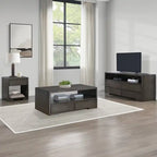 Table basse 48 avec rangement et étagère, Moka chaud